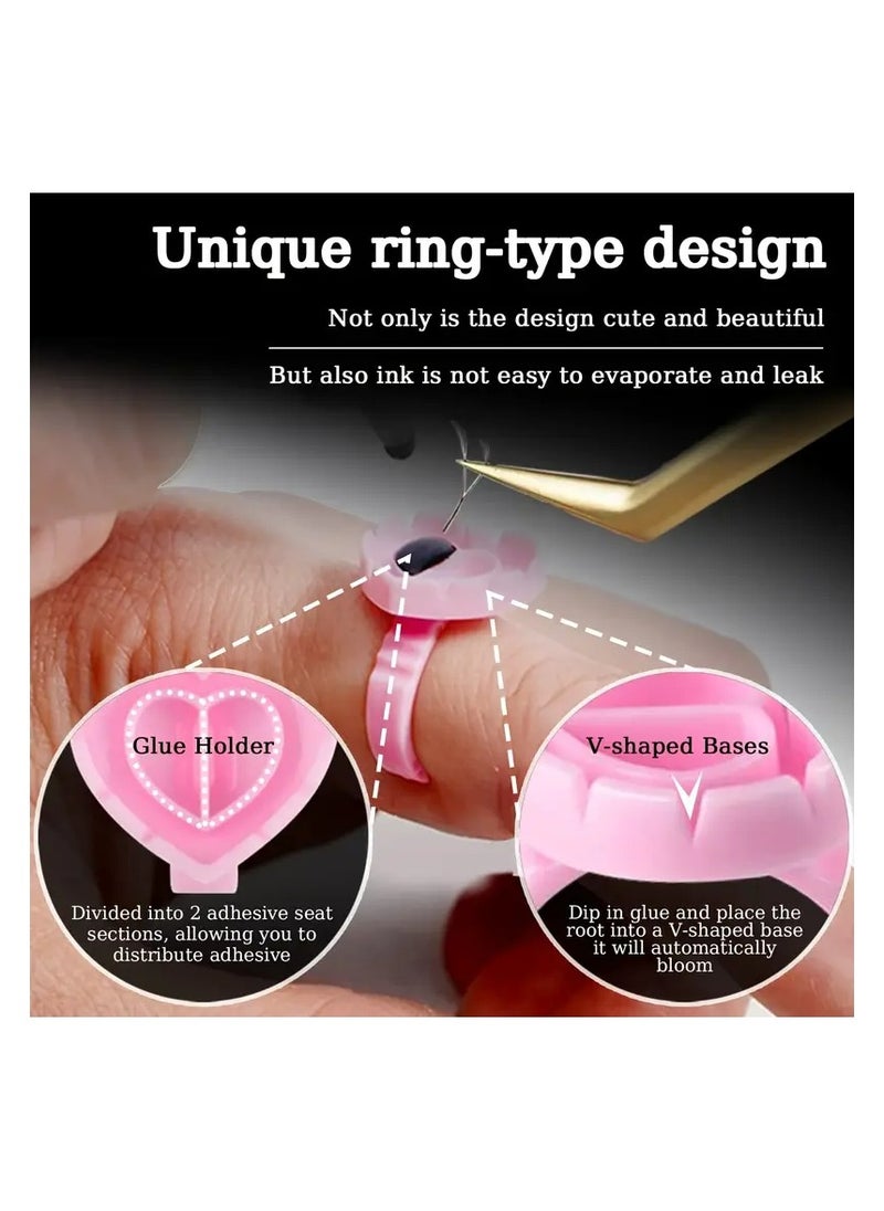 LANGMANNI 100PCS Heart-Shaped Glue Rings for Eyelash Extensions - Lovely Lash Fan Glue Cups with Adhesive for Lash Extension Supplies - Easy to Use, Reusable, and Durable Lash Supplies for Salon or Personal Use  - Image 4