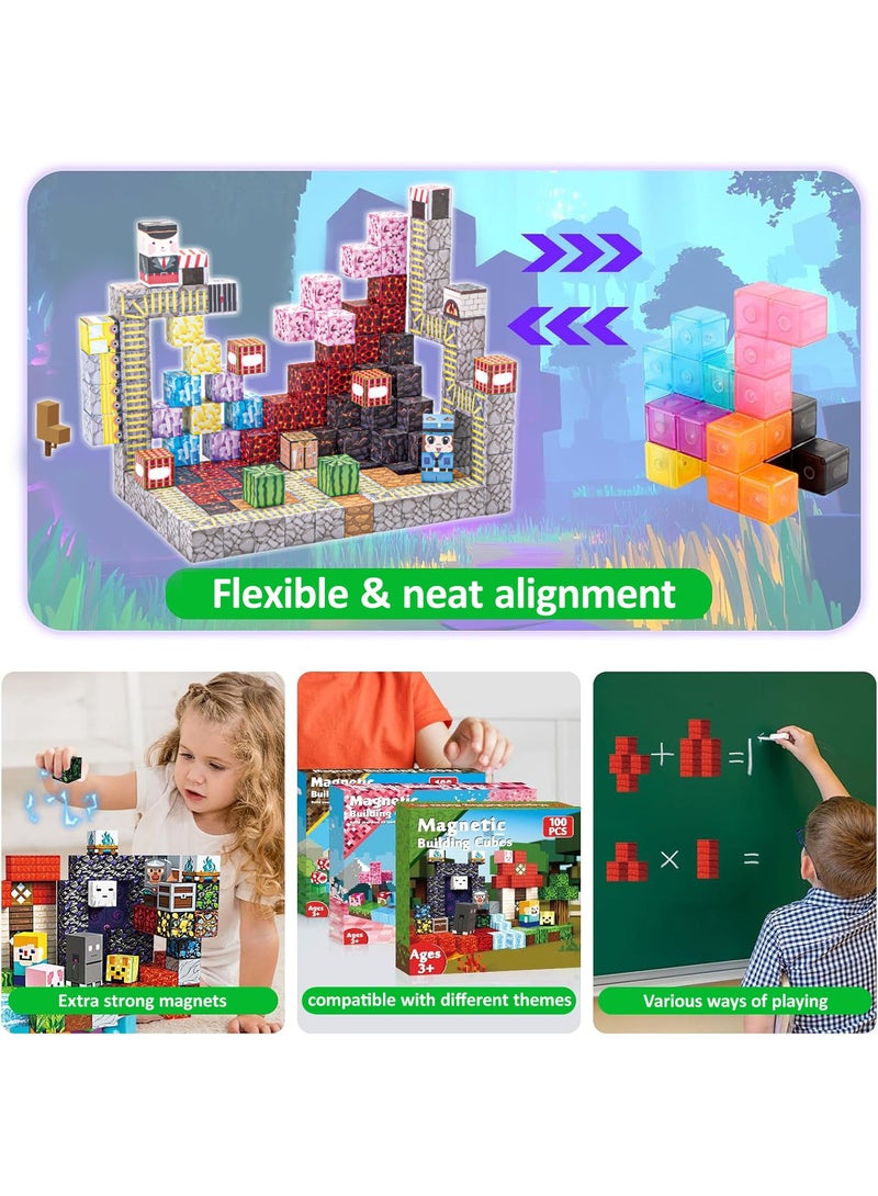 133PCS Magnetic Blocks-Build Mine Magnet World Set for Boys & Girls Age 3-5 6-8, STEM Sensory Toys for Toddlers Gifts for 3+ Years Old Girls Boys,2cm Magnet Cubes Classroom Must Haves Construction Toys - Image 5