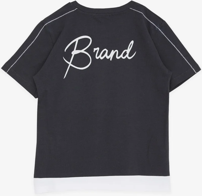Breeze Boy's T-Shirt with Text Printing, Age 8-14, Anthracite