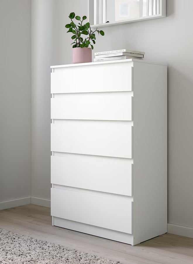 Generic Chest of 5 Drawers White 70x112 cm  - Image 2