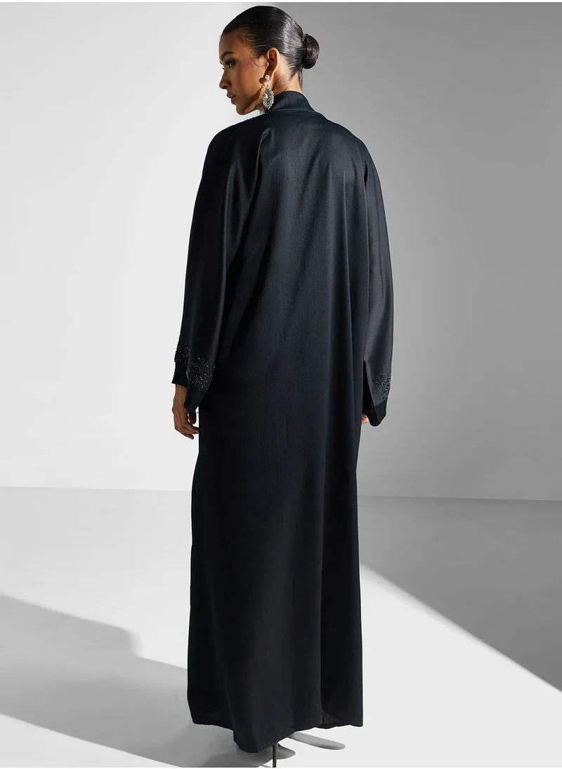 hayas closet Embellished Accent Abaya