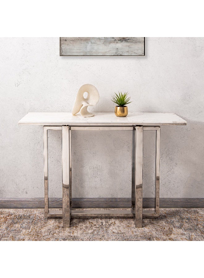 Generic Silver Stainless Steel Console With Marble Top  120*38*80 Cm