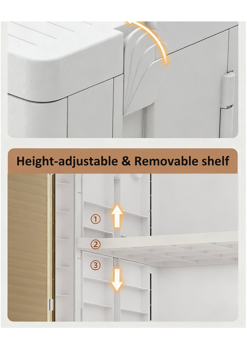 YY-Recheer Movable Multi-layered Storage Cabinet with Doors, Rolling Transparent Plastic Display Cabinet with Adjustable Shelves for Home Living Room, Kitchen, Bathroom, Bedroom - Image 4