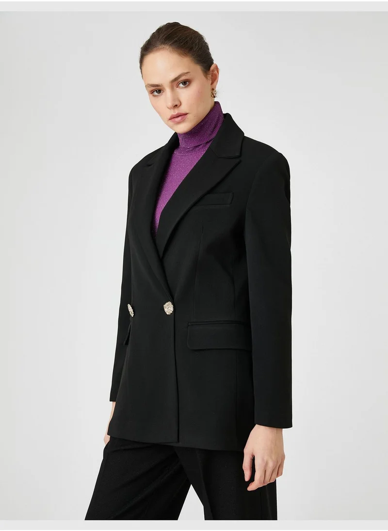 كوتون Wrapped Button Blazer Jacket
