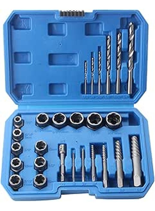 26 Pcs Bolt Removal Screw Extractor Drill Bit Set Disassembly Tool Kit - Image 1