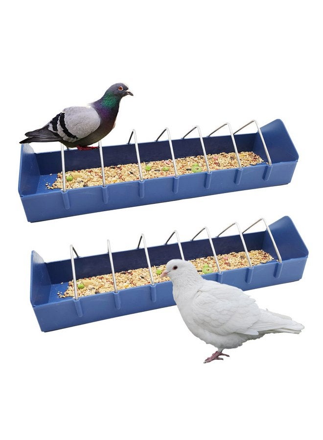 Hamiledyi 2PCS Pigeon Feeder, Bird Dispenser Slot Container, Poultry Plastic Thick Trough Dish Less Waste with Removable Steel Wire Partition for Pigeons Quails Birds Chicks Ducklings - Image 1