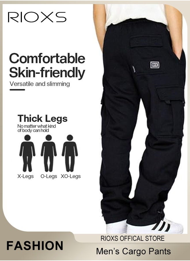 RIOXS Men's Cargo Pants, Relaxed Fit Drawstring Elastic Waist Joggers, Comfy Hiking Sweatpants For Men, Breathable Sports Athletic Trousers With Multiple Pockets, Stretch Loose Trousers For Go-out Travel Or Daily Wear  - Image 5