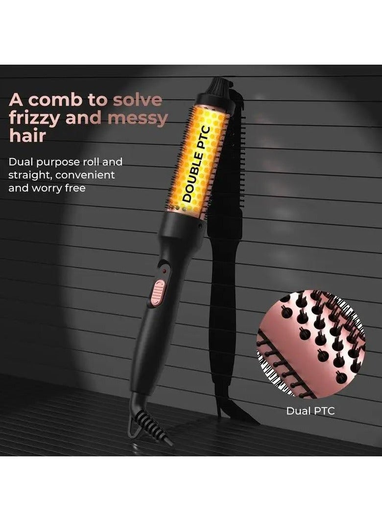 general Professional heated curly hair comb, straight hair comb, hot tool hot brush, negative ion perm bar heated round brush dual-use hair comb - Image 5