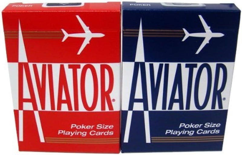 Aviator Quality Casino Playing Cards - 2 Decks (Red & Blue) - Image 1