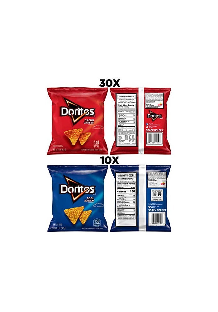 Doritos Flavored Tortilla Chips Favorites Variety Pack Nacho Cheese and Cool Ranch 1 Ounce Pack of 40 - Image 5