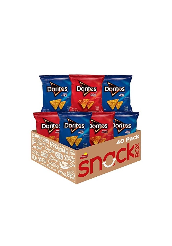 Doritos Flavored Tortilla Chips Favorites Variety Pack Nacho Cheese and Cool Ranch 1 Ounce Pack of 40 - Image 1