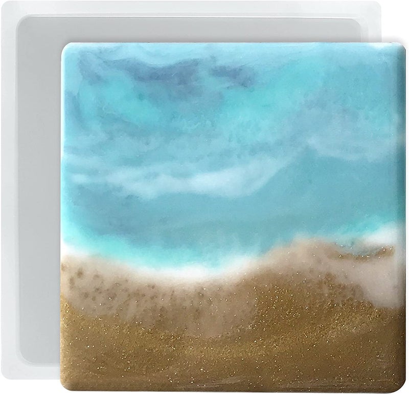 Snoogg SNOOGG® Pack of 2 Silicone Moulds in Square Shape for Epoxy Resin Art, DIY, Casting,Making Coaster, Home Decoration, Cup Mat and More ..  - Image 1