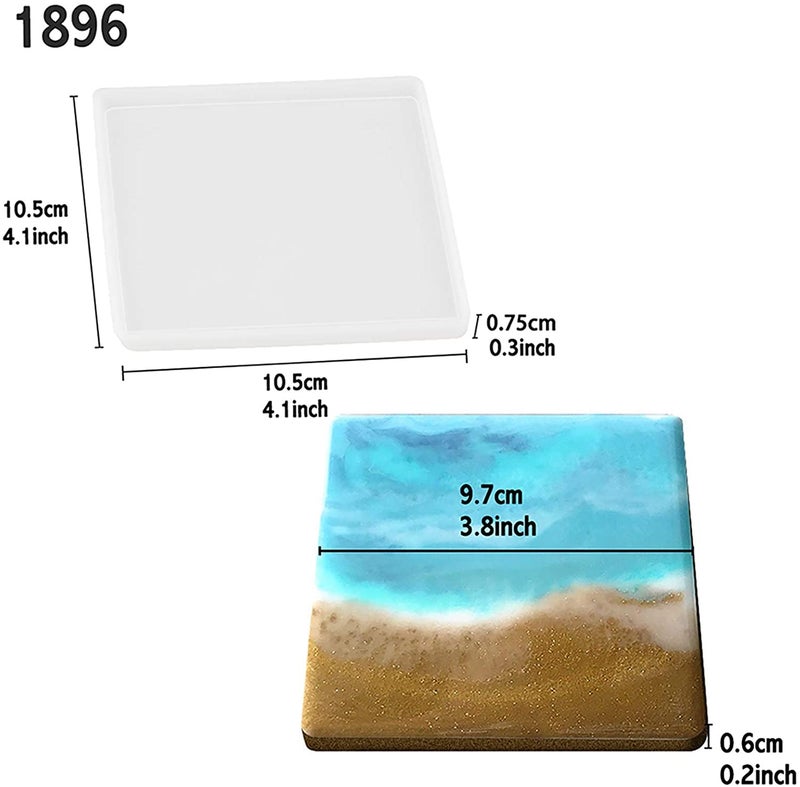 Snoogg SNOOGG® Pack of 2 Silicone Moulds in Square Shape for Epoxy Resin Art, DIY, Casting,Making Coaster, Home Decoration, Cup Mat and More ..  - Image 2
