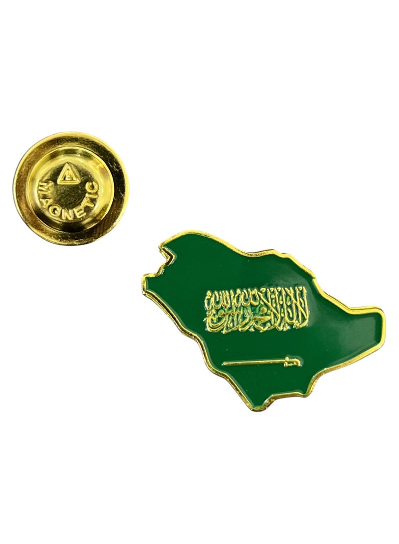 سعودي بروش خريطة السعودية مع العلم بالداخل, إكسسوار مميز لليوم الوطني السعودي والمناسبات الوطنية