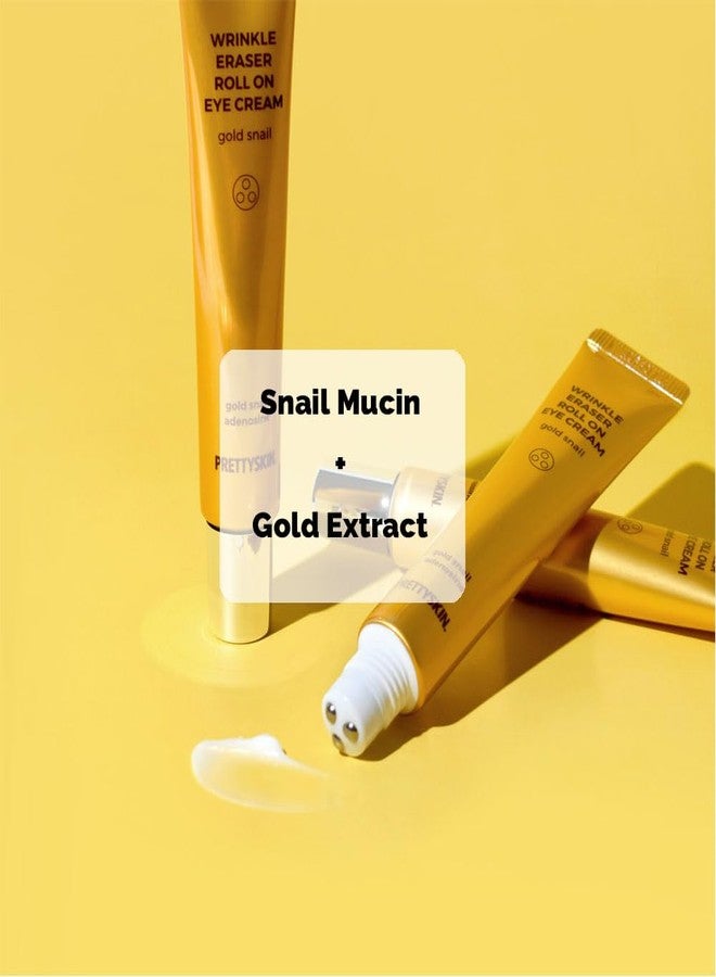 PRETTYSKIN Roll on Eye Cream with Snail Mucin and Stainless Steel ball Tip- Under Eye Roller Cream for Elasticity Wrinkles Puffiness Fine Lines-Korean eye cream 30ml/1.01fl.oz. (Gold Snail) - Image 3