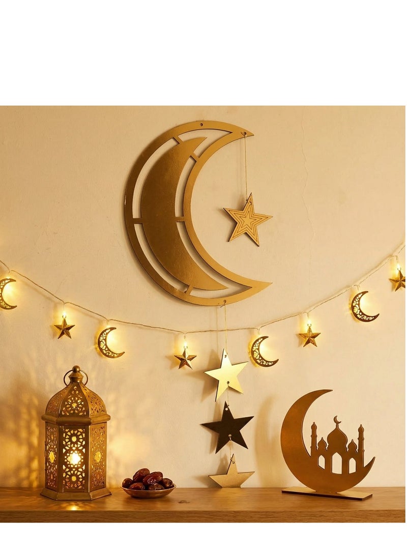 تعليقة الهلال والنجوم رمضان لتزيين الجدران - قلادة اسلامية - Image 2