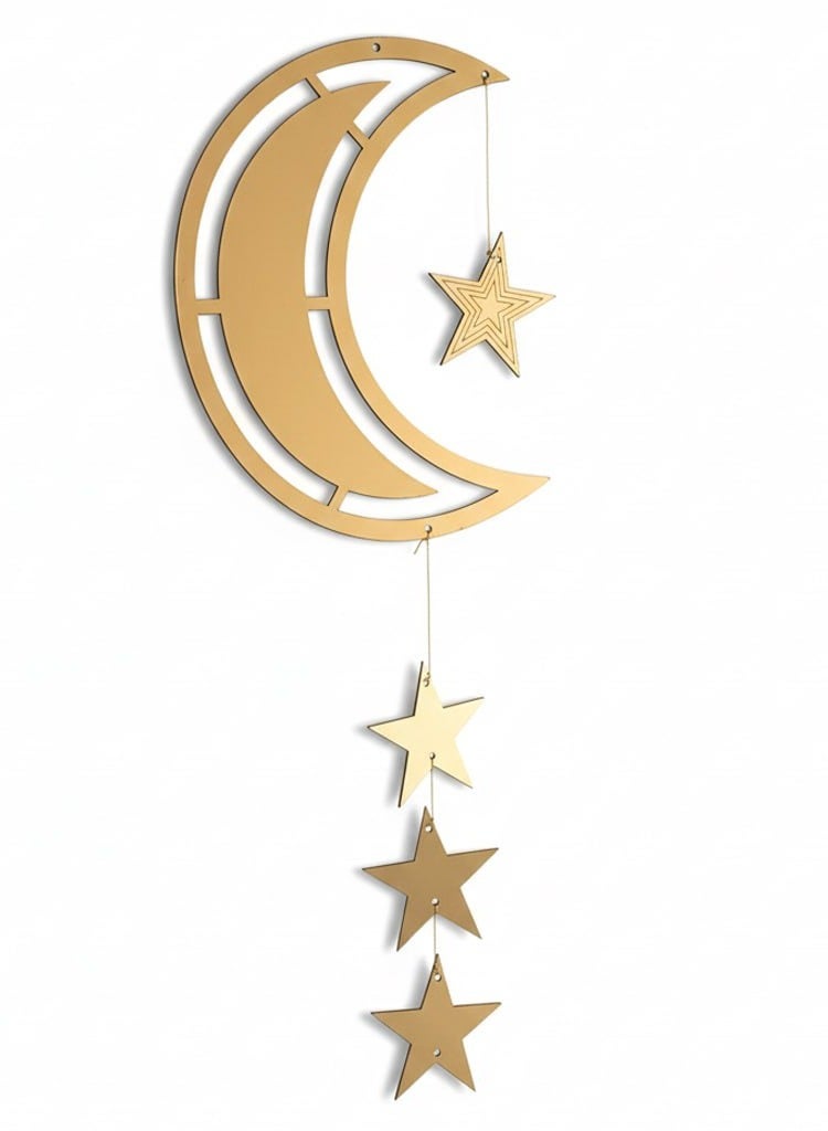 تعليقة الهلال والنجوم رمضان لتزيين الجدران - قلادة اسلامية - Image 1