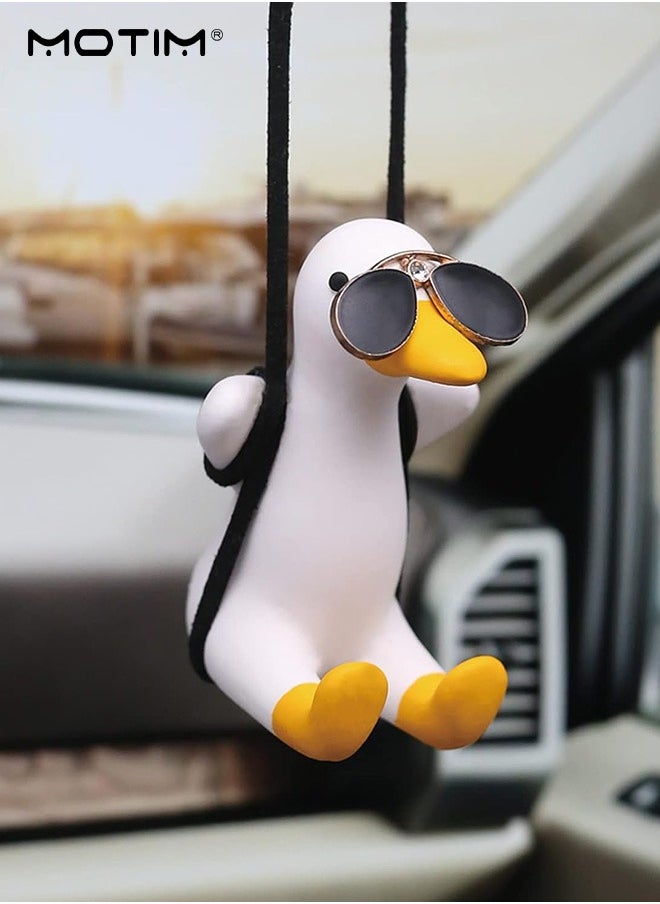 Motim Car Decorative Pendant, Interior Rearview Mirrors Cool Hanging Ornament of Swinging Duck  - Image 1