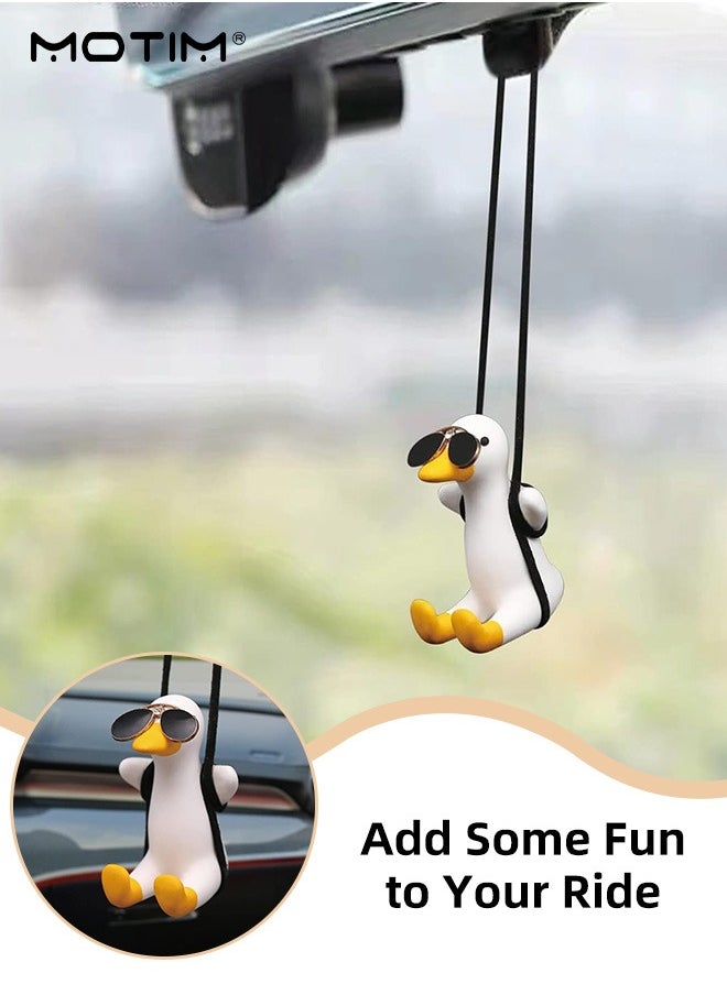 Motim Car Decorative Pendant, Interior Rearview Mirrors Cool Hanging Ornament of Swinging Duck  - Image 3