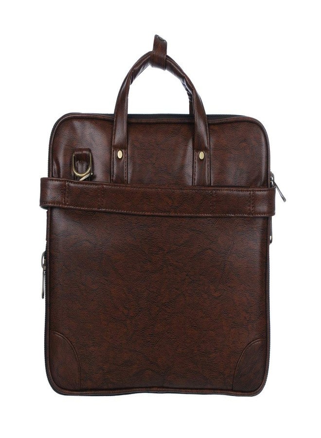 DADDY - G DADDY G Men's Geniune Synthetic Leather Brown Multi-Compartment Laptop Sleeves/Briefcase with Laptop Compartment for Office - Image 2