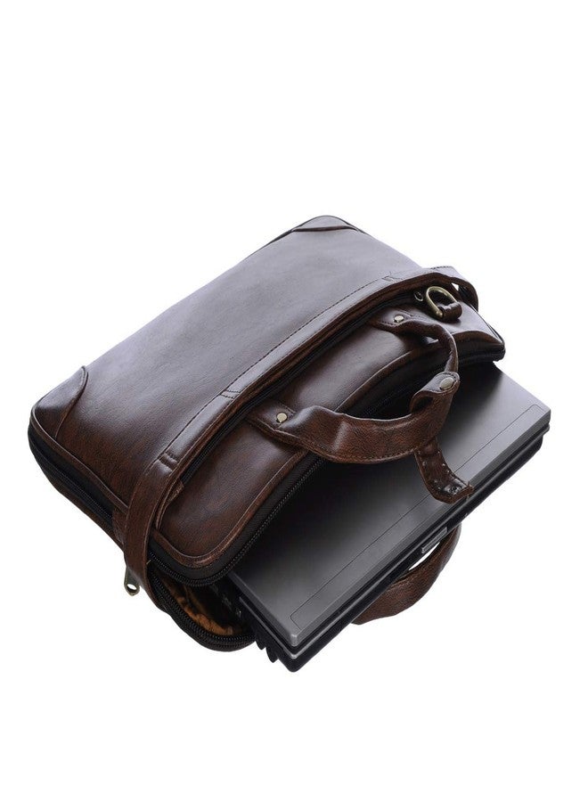 DADDY - G DADDY G Men's Geniune Synthetic Leather Brown Multi-Compartment Laptop Sleeves/Briefcase with Laptop Compartment for Office - Image 3