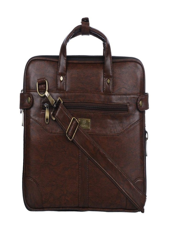 DADDY - G DADDY G Men's Geniune Synthetic Leather Brown Multi-Compartment Laptop Sleeves/Briefcase with Laptop Compartment for Office - Image 1