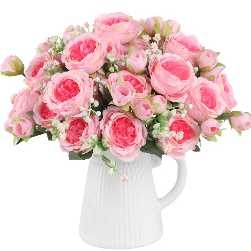 ASTRYAS Pink Artificial Flowers 3Pcs Peonies Artificial Flowers Fake Peony Bouquet for Decoration Faxus Peony Flowers Arrangements Table Centerpieces Wedding Bouquets for Party Home Decoration Indoor