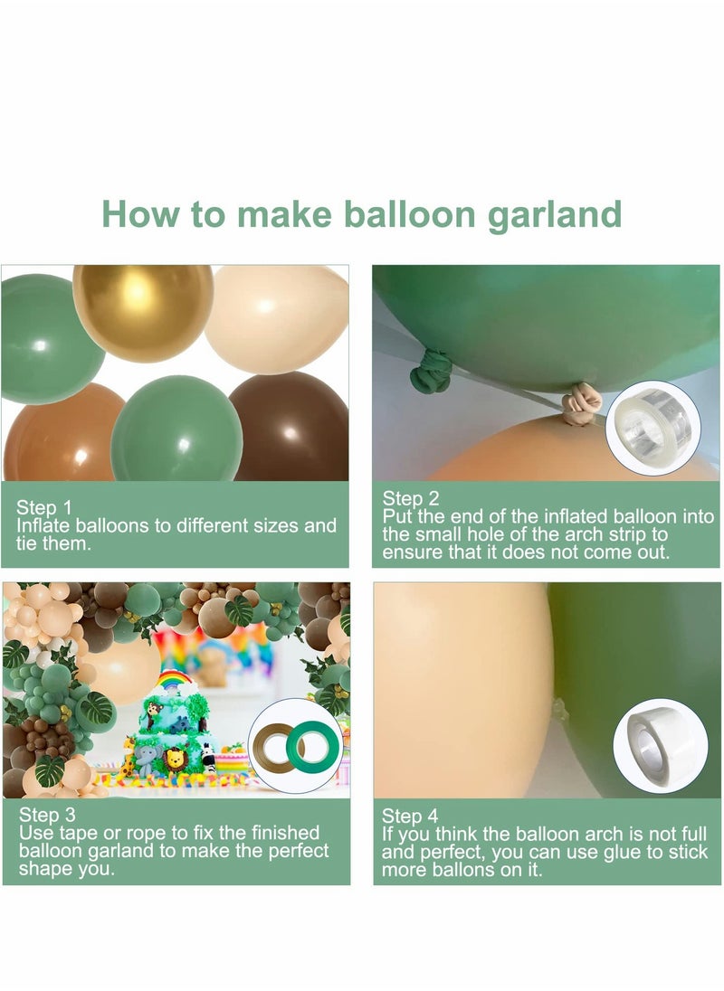 Excefore 142PCS Sage Green Brown Balloon Arch Kit, Jungle Safari Wild Woodland Arch, Olive Gold Coffee Party for Birthday Graduation Baby Shower Wedding Holiday Decoration  - Image 4