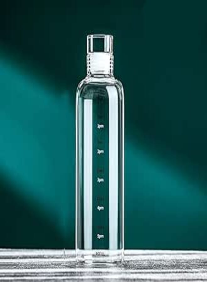 سبيس شوب زجاجة ماء زجاجية مزودة بمقياس زمني، مقاومة للحرارة العالية، سعة كبيرة، زجاجة للمشروبات الباردة، كوب للقهوة والعصير، كوب ماء شفاف محمول - 500 مل