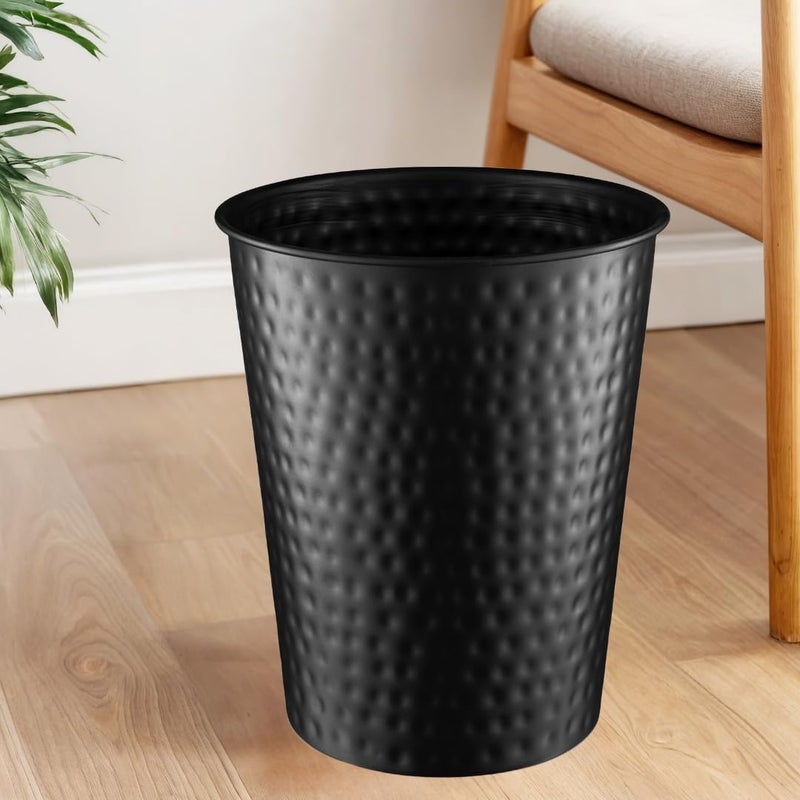 Monarch Abode Metal Bathroom Trash Can â€“ Waste Basket for Bedroom, Office Desk, & Dorm, Hand Hammered, Durable Decorative Black Small Trash Can Bathroom Garbage Bin Wastebasket - Image 5