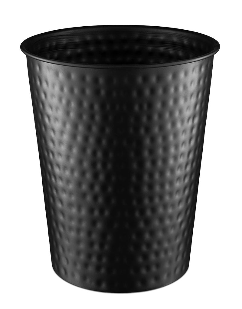Monarch Abode Metal Bathroom Trash Can â€“ Waste Basket for Bedroom, Office Desk, & Dorm, Hand Hammered, Durable Decorative Black Small Trash Can Bathroom Garbage Bin Wastebasket - Image 1