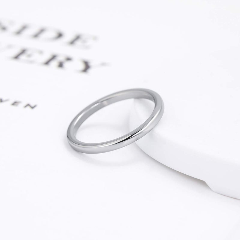 Greenpod 2mm Tungsten Carbide Rings for Women High Polished Thin Plain Domed Engagement Wedding Band Size 6.5 - Image 2