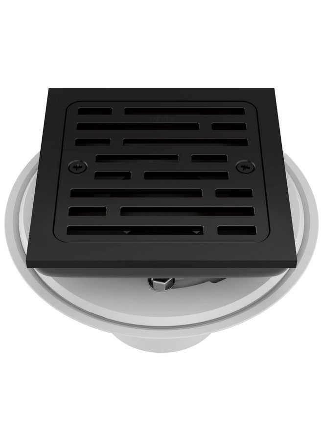 Delta Faucet 4 Inch Tile-In Square Shower Floor Drain Black, Shower Drain Kit, Square Shower Drain, Chrome Shower Drain, Shower Floor Drain, Matte Black DT062412-BL - Image 1