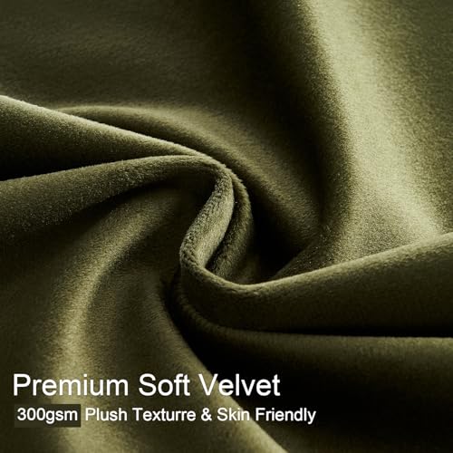 Topfinel Olive Green Velvet Blackout Curtains 84 Inches Long,Soundproof Room Darkening Dark Green Thermal Insulated Boho Elegant Moody Grommet Curtains for Living Room Bedroom 2 Panels - Image 3