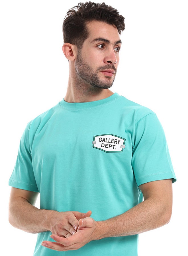 WHITE RABBIT White Rabbit "Gallery Dept" Printed Front & Back Tiffany Green Tee  - Image 4