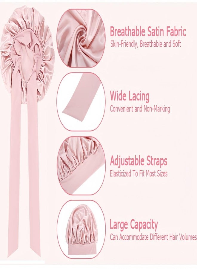 LECHI Satin Silk Bonnet for Sleeping Women,Double Layer Silk Sleep Shower Cap, Moisture Curly Hair Anti-Frizzy Night Sleep Cap，Suitable for Natural Curly Hair (ROSE PINK) - Image 5