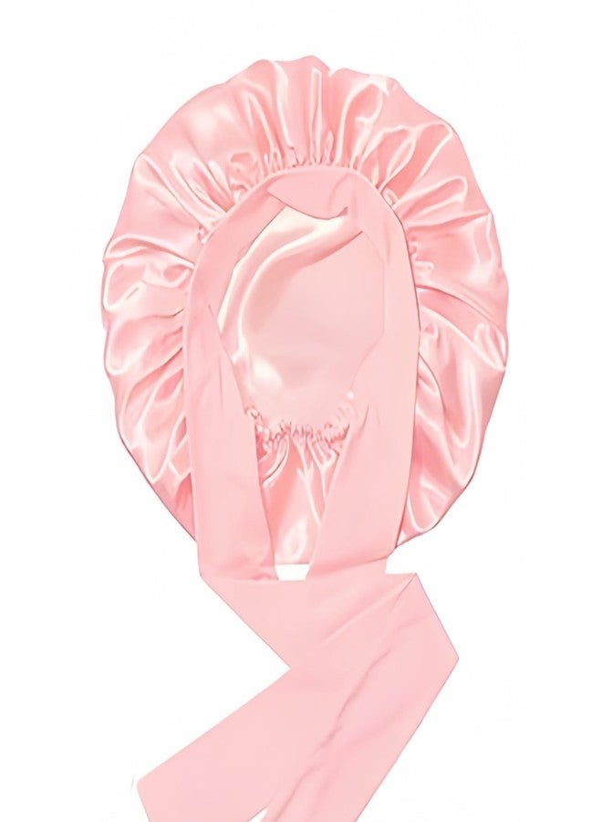 LECHI Satin Silk Bonnet for Sleeping Women,Double Layer Silk Sleep Shower Cap, Moisture Curly Hair Anti-Frizzy Night Sleep Cap，Suitable for Natural Curly Hair (ROSE PINK) - Image 1