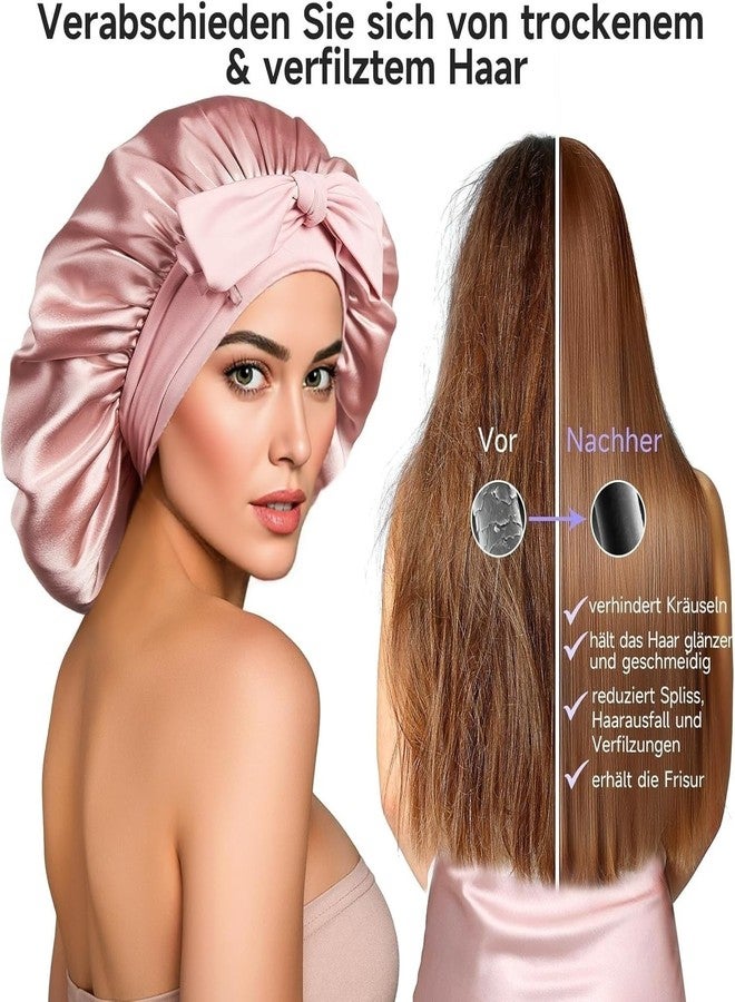 LECHI Satin Silk Bonnet for Sleeping Women,Double Layer Silk Sleep Shower Cap, Moisture Curly Hair Anti-Frizzy Night Sleep Cap，Suitable for Natural Curly Hair (ROSE PINK) - Image 3