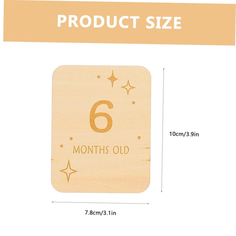 Wooden Baby Milestone Cards 12Pcs Vintage Month Photo Props - Image 3