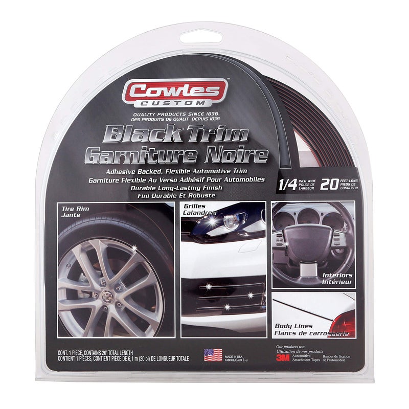 Cowles Cowles Custom - Premium Universal Body Molding for All Vehicles - Easy Install, Black Finish, 1/4" by 20 ft, UV Protected, Long Lasting Flexible PVC  - Image 1
