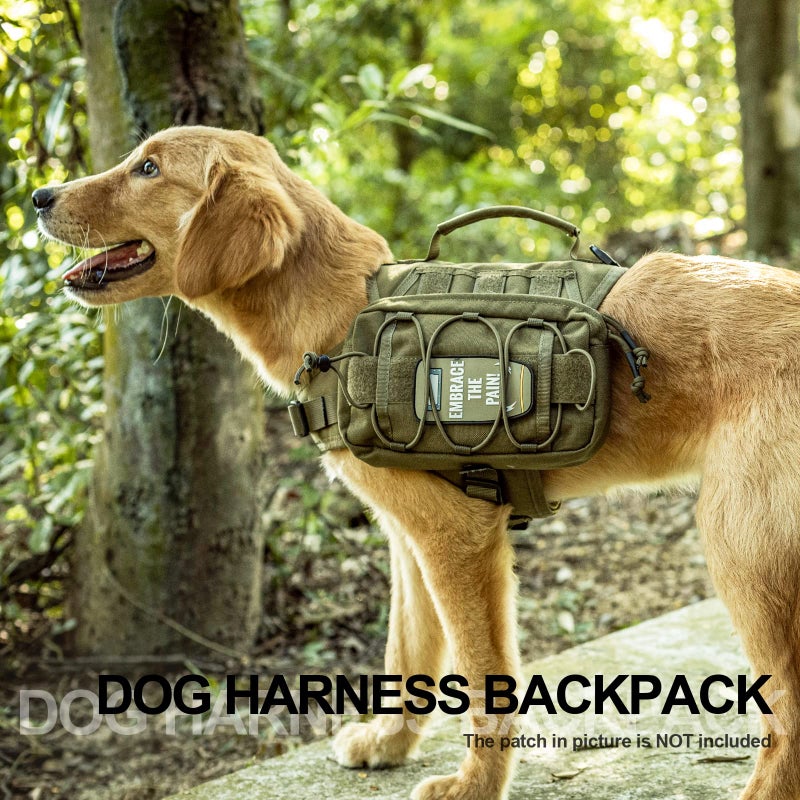 ONETIGRIS Dog Backpack for Hiking Nylon Dog Harness Backpack with Side Pockets for Large Dog with 17"-23.5" Neck Girth and 25"-31" Chest Girth (Green, Medium) - Image 5