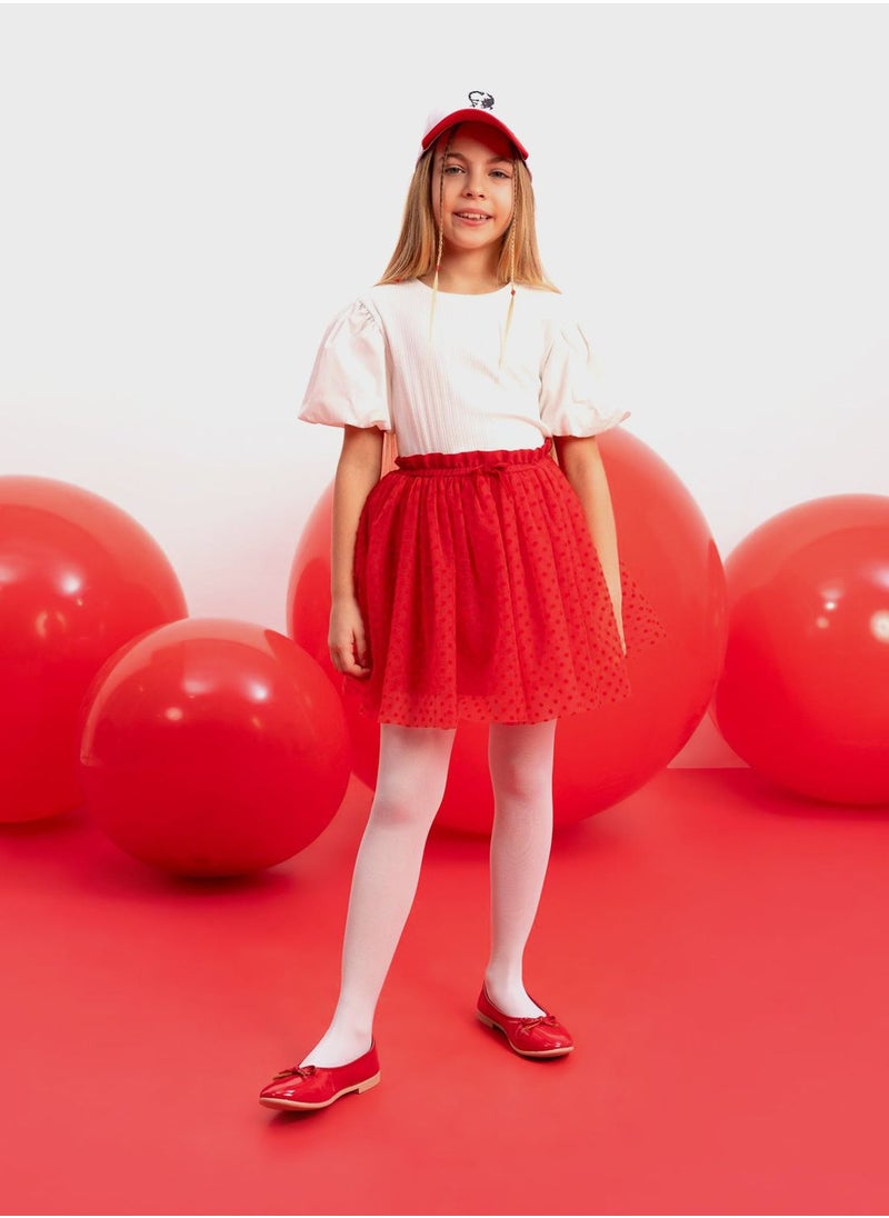 DeFacto Girl Tulle Red Skirt With Elastic Waist  - Image 4