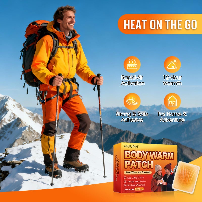 MQUPIN Disposable Hand Warmers & Body Warmers for Cold Weather - MQUPIN 12H Long Lasting Adhesive Heat Patch, Air Activated Portable Heat Pad Sticks to Clothing for Outdoor & Indoor Use (10 Count, 5x4 Inch) - Image 2