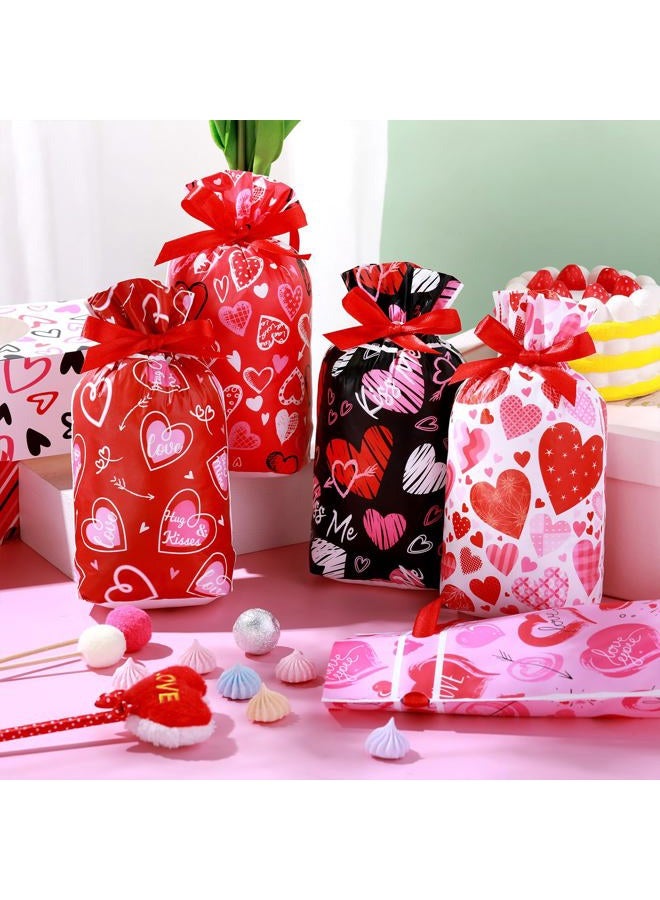 Capoda 50 Pcs Valentines Day Treat Bags Plastic Drawstring Candy Bags 6 x 9 Inch Valentine Heart Dots Gift Bag Pouch for Valentine's Day Classroom Exchange Gifts Wedding Party Favor Supplies (Heart) - Image 4