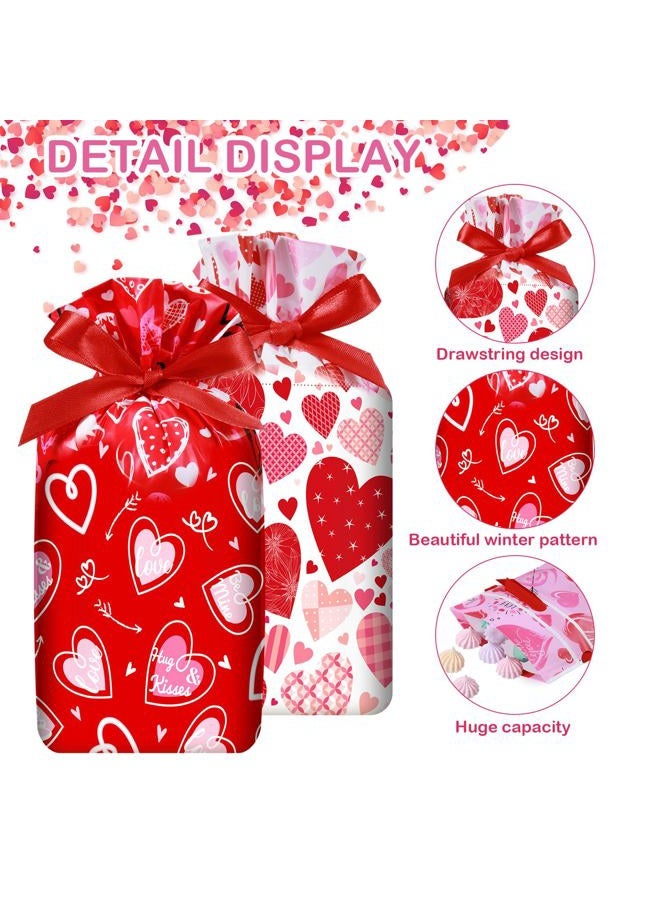 Capoda 50 Pcs Valentines Day Treat Bags Plastic Drawstring Candy Bags 6 x 9 Inch Valentine Heart Dots Gift Bag Pouch for Valentine's Day Classroom Exchange Gifts Wedding Party Favor Supplies (Heart) - Image 3
