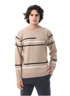 Andora Crew Neck Slip On Pullover_ Beige, Black & White  - Image 1