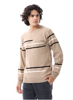 Andora Crew Neck Slip On Pullover_ Beige, Black & White  - Image 2