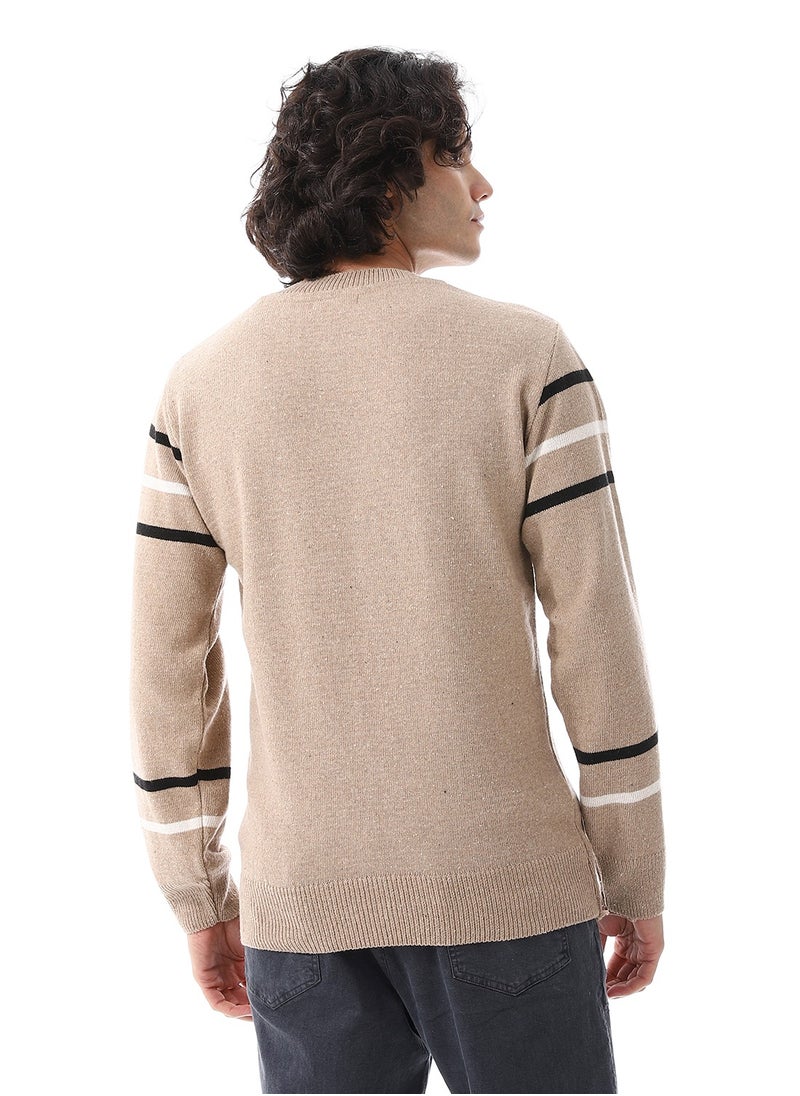 Andora Crew Neck Slip On Pullover_ Beige, Black & White  - Image 3