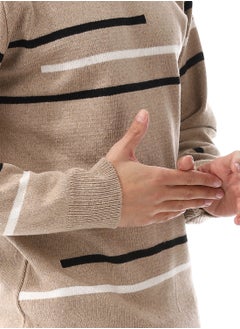 Andora Crew Neck Slip On Pullover_ Beige, Black & White  - Image 5