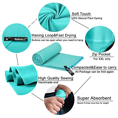 Rainleaf Microfiber Towel Perfect Travel & Gym & Camping Towel. Quick Dry - Super Absorbent - Ultra Compact - Lightweight. Suitable for Trip, Beach, Shower, Backpacking, Pool - Image 3